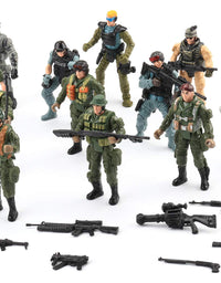 US Army Men and SWAT Team Toy Soldiers Action Figures Playset with Military Weapons Accessories for Kids Boys Girls,12Pcs
