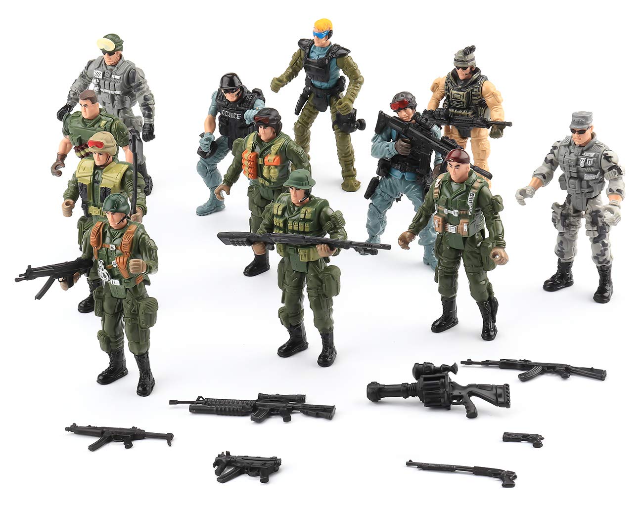 US Army Men and SWAT Team Toy Soldiers Action Figures Playset with Military Weapons Accessories for Kids Boys Girls,12Pcs