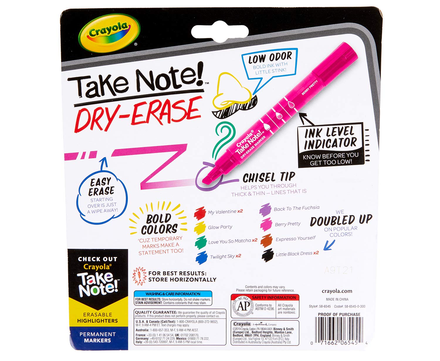 Crayola Low Odor Dry Erase Markers for Kids & Adults, Chisel Tip, Back To School Supplies, 12 Count