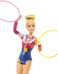 Barbie Gymnastics Playset: Barbie Doll with Twirling Feature, Balance Beam, 15+ Accessories for Ages 3 and Up
