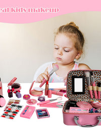 Flybay Kids Makeup Kit for Girls, Real Washable Makeup Set for Girl Children, Princess Play Makeup Toys, Pretend Makeup Kit Christmas Toys Gifts with Cosmetic Case for 4 5 6 7 8 Years Old Girls
