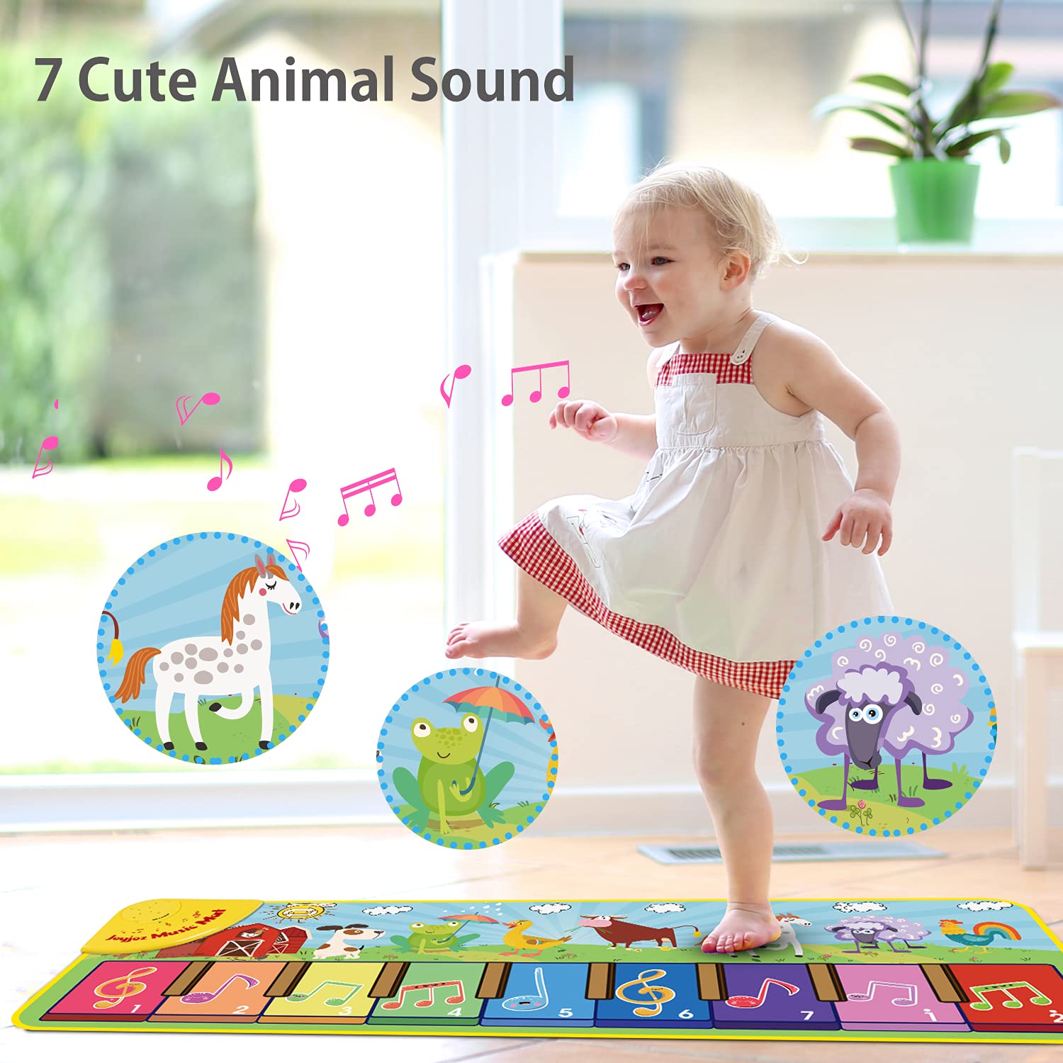 Joyjoz Baby Musical Mats with 25 Music Sounds, Musical Toys Child Floor Piano Keyboard Mat Carpet Animal Blanket Touch Playmat Early Education Toys for Baby Girls Boys Toddlers (1 to 5 Years Old)