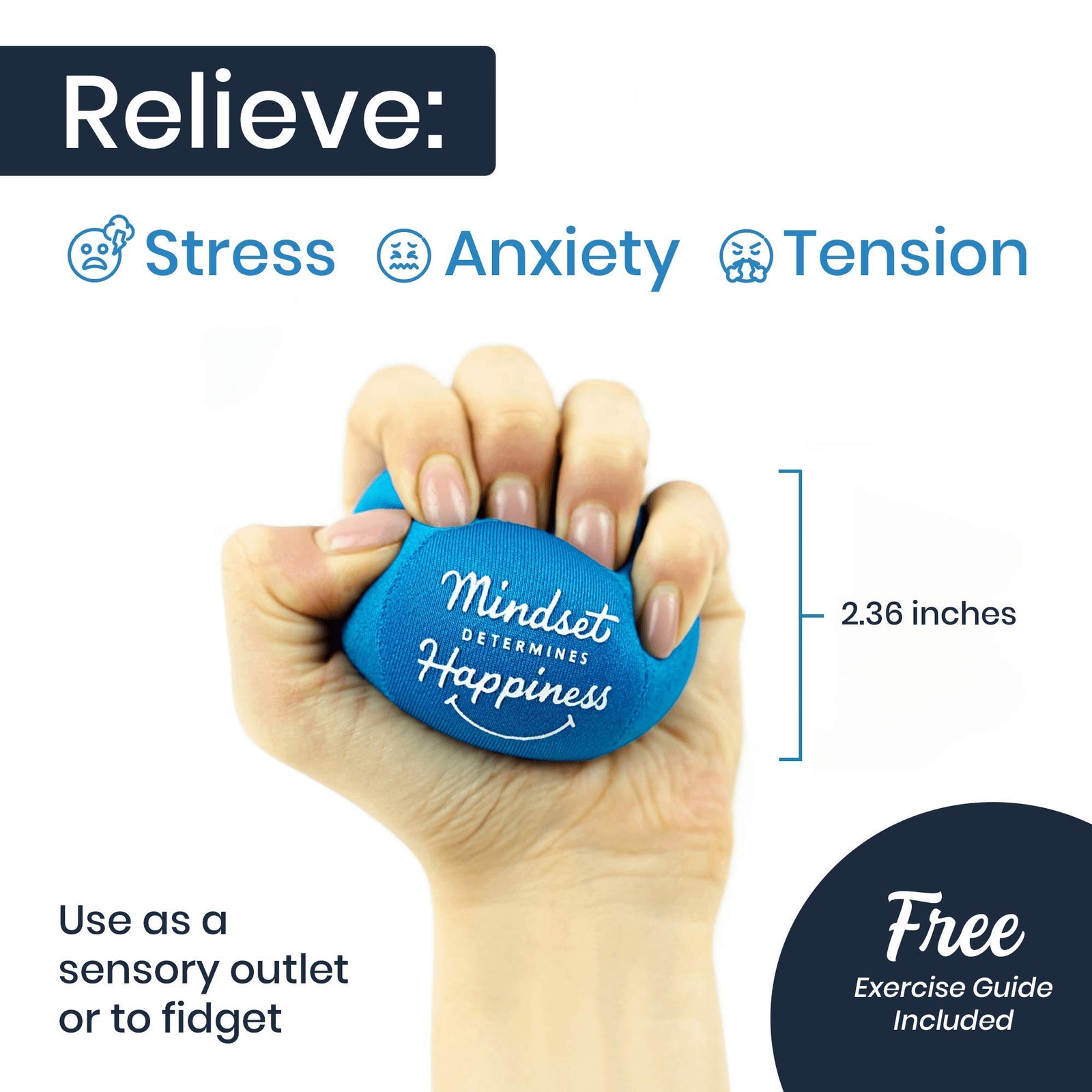 Candescent Stress Balls - Hand Therapy Relief for Anxiety, Fidget, Tension, Exercise Strengthener - Motivational Toys for Adults & Kids - Set of 2
