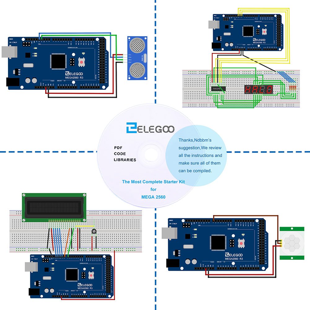 ELEGOO Mega R3 Project The Most Complete Ultimate Starter Kit w/ TUTORIAL Compatible with Arduino IDE