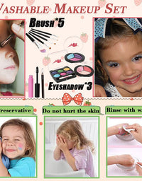 Kids Washable Makeup Girls Toys - Real Make Up Set Washable Make up Kit for Toddler Kids Girl Children Princess Pretend Play Christmas Birthday Gift Toys for Girl Aged 3 4 5 6
