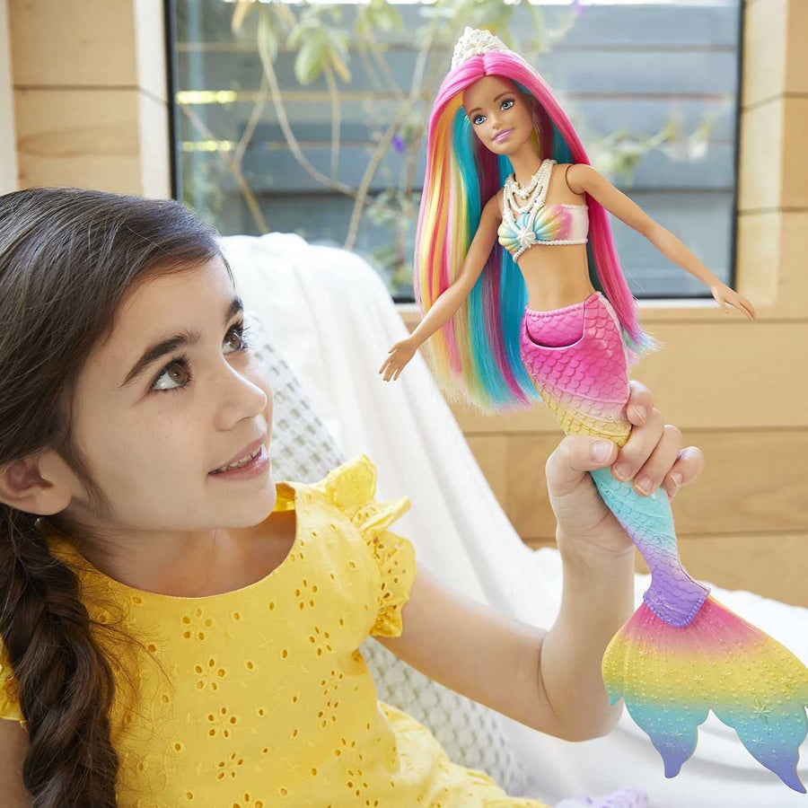 Barbie Dreamtopia Rainbow Magic Mermaid Doll with Rainbow Hair and Water-Activated Color Change Feature, Gift for 3 to 7 Year Olds , Blond