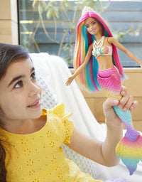 Barbie Dreamtopia Rainbow Magic Mermaid Doll with Rainbow Hair and Water-Activated Color Change Feature, Gift for 3 to 7 Year Olds , Blond
