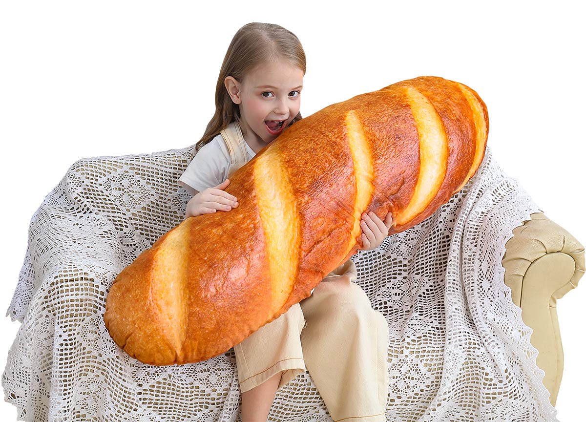 40 in 3D Simulation Bread Shape Pillow Soft Lumbar Baguette Back Cushion Funny Food Plush Stuffed Toy