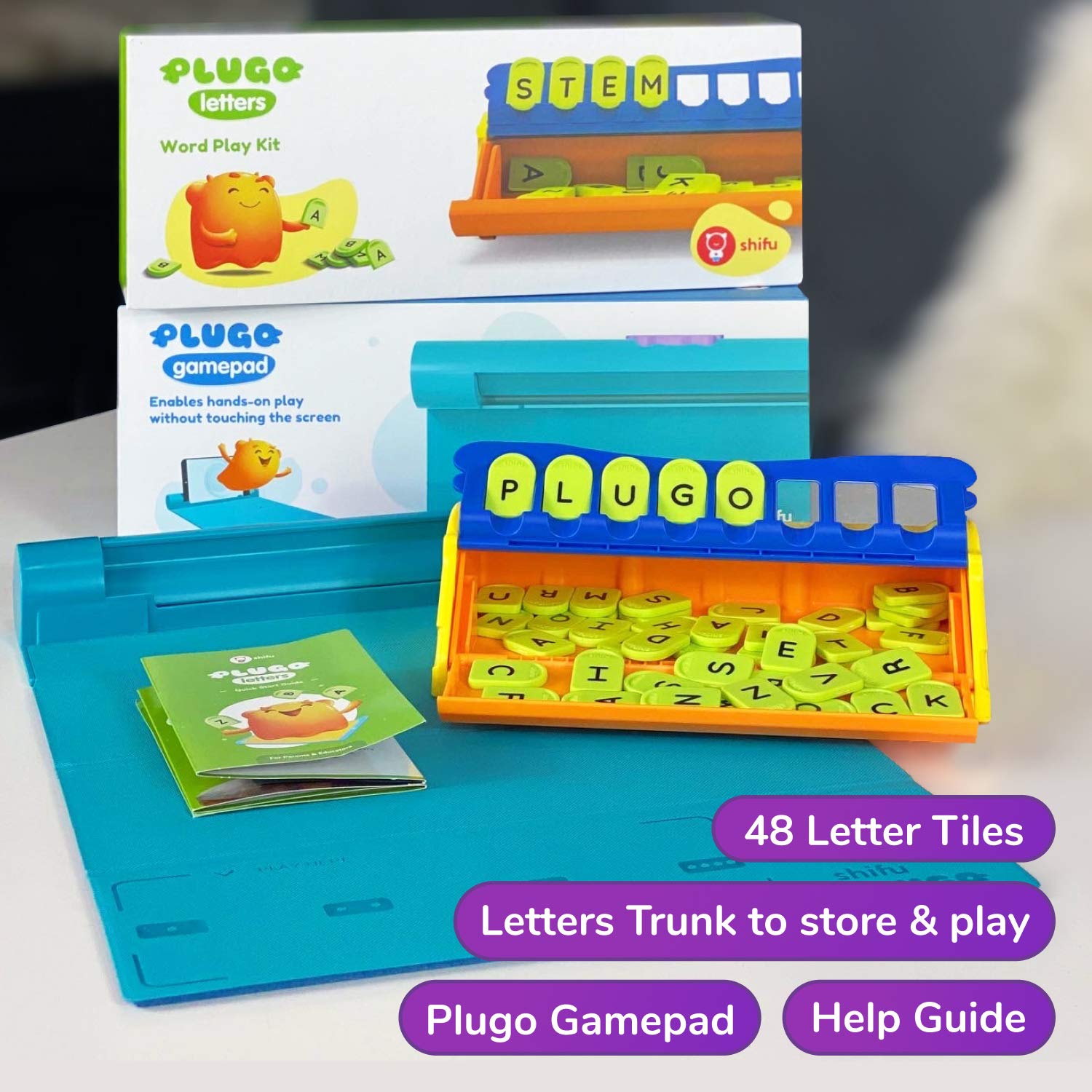 Plugo Letters by PlayShifu - Word Building with Phonics & Stories | 4-10 Years STEM Toy | Interactive Vocabulary Games | Boys & Girls Gift (works with iPads, iPhones, Samsung tabs/phones, Kindle Fire)