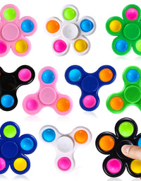 SCIONE 10 Pack Pop Fidget Spinners Push Bubble Pop Simple Fidget Toy for Kids Adults, Christmas Pop Party Favors Goodie Bag Stuffers Sensory Fidget Packs ADHD Anxiety Stress Relief Reducer
