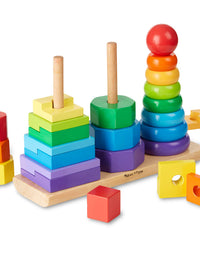 Melissa & Doug Geometric Stacker - Wooden Educational Toy
