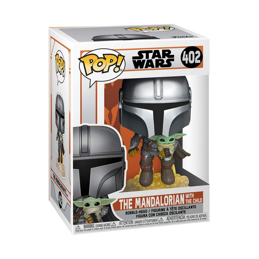 Funko Pop! Star Wars: The Mandalorian - Mandalorian Flying with The Child Grey