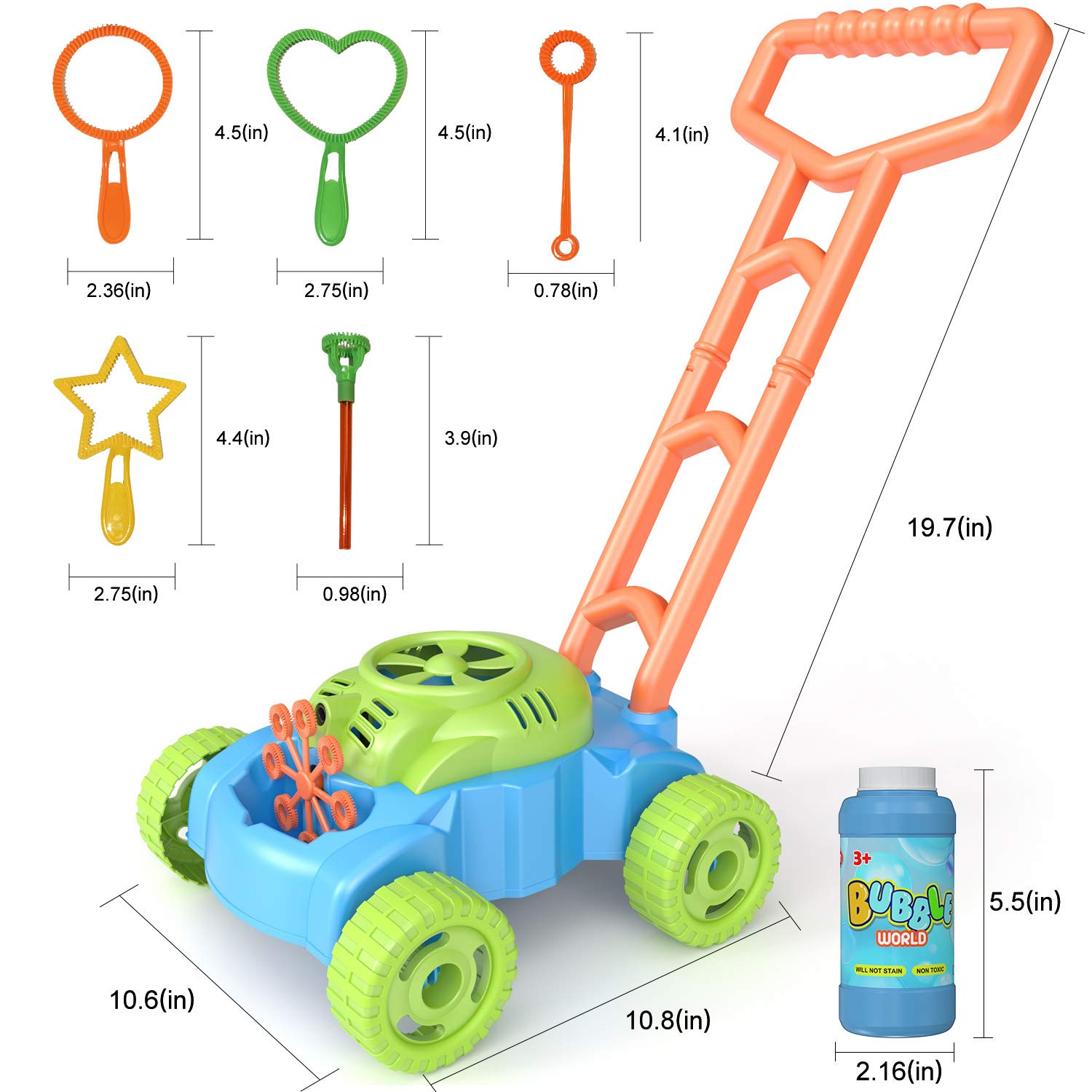 JUMELLA Lawn Mower Bubble Machine for Kids - Automatic Bubble Mower with Music, Baby Activity Walker for Outdoor, Push Toys for Toddler, Christmas Birthday Gifts for Preschool Boys Girls 2-6 Years Old