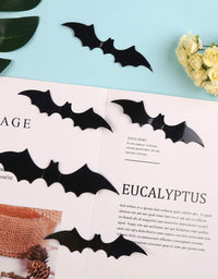 DIYASY Bats Wall Decor,120 Pcs 3D Bat Halloween Decoration Stickers for Home Decor 4 Size Waterproof Black Spooky Bats for Room Decor
