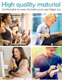 8 Pcs Stress Relief Wristband Fidget Toys, Wearable Push Pop Bubble Sensory Fidget Hand Finger Press Silicone Bracelet Toy (Rainbow-A)
