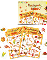 Fancy Land Thanksgiving Bingo Game 24 Players for Kids Holiday Party Craft Supplies
