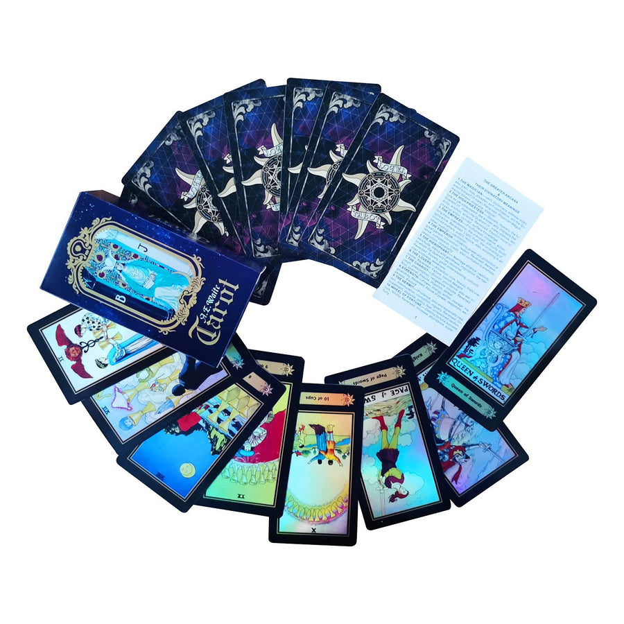 78 Holographic Tarot Cards, Rider Waite Tarot Cards with Guidebook, Tarot Cards Deck Future Telling Game