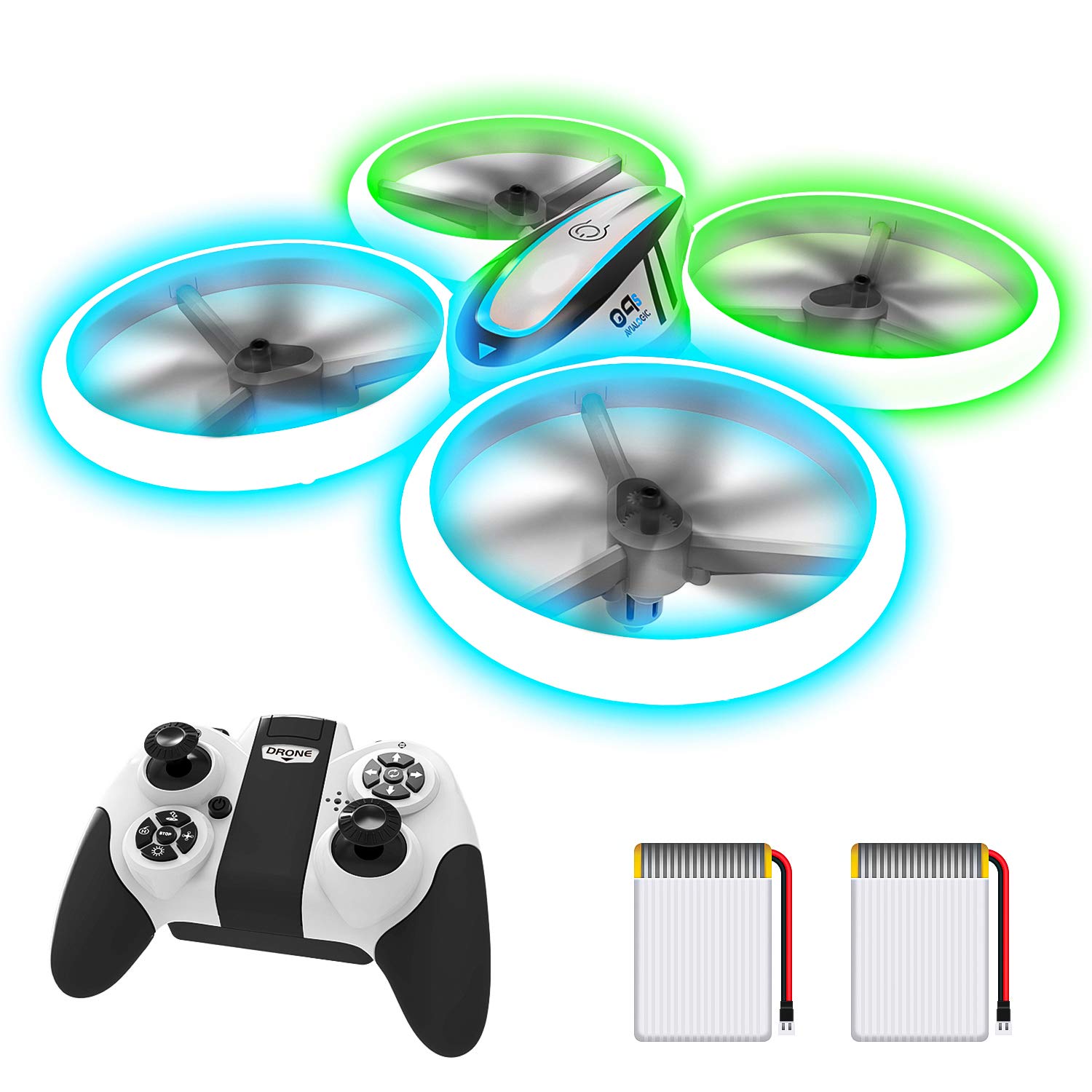 HASAKEE Q9s Drones for Kids,RC Drone with Altitude Hold and Headless Mode,Quadcopter with Blue&Green Light,Propeller Full Protect,2 Batteries and Remote Control,Easy to fly Kids Gifts Toys for Boys and Girls