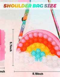 Pop Fidget Toys Shoulder Bag- Rainbow Pop Fidgets Bag Purse for Girls- Relief Stress Sensory Fidget Toys for Kids- Push Popper Crossbody Handbags Christmas Pop Halloween Birthday Party Gifts
