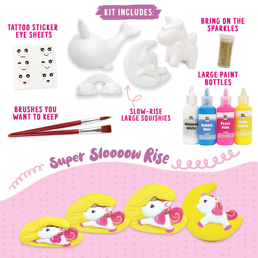 Unicorn Gifts for Girls. Arts & Crafts Paint Your Own Rainbows & Awesomeness Squishies DIY Kit. Gifts for Girls Top Christmas Toys. Includes Large Slow-Rise Squishies (Unicorn Squishy Kit)