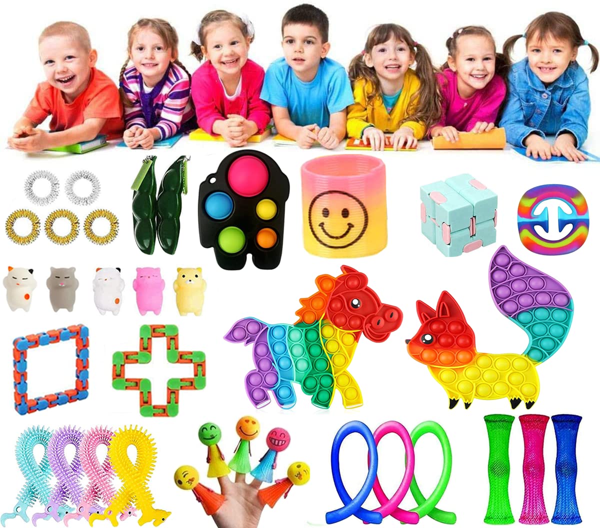 36 Pack Sensory Fidget Toys Set，Stress Relief Hand Toys for Adults Kids ADHD ADD Anxiety Autism, Perfect for Birthday Party Favors, School Classroom Rewards, Carnival Prizes, Pinata Goodie Bag Fillers