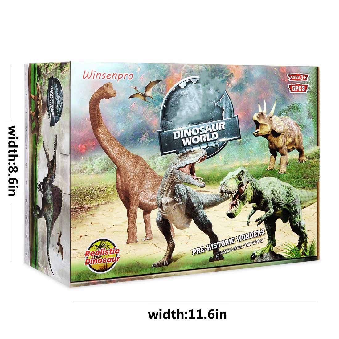 Winsenpro 5PCS Jumbo Dinosaur Set,13” Realistic Looking Dinosaur Toy Set for Party Gift,Boys Girls Children's Birthday Gifts (5PCS Dinosaurs)
