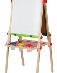 Award Winning Hape All-in-One Wooden Kid's Art Easel with Paper Roll and Accessories Cream, L: 18.9, W: 15.9, H: 41.8 inch
