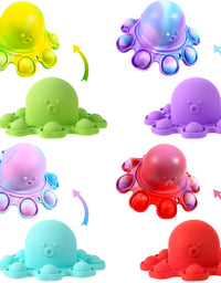 DUNYPOOD Octopus Pop Fidget Toy 4 Pack, Tie-dye Push Bubble Reversible Fidget Toys Keychain, Sensory Keychain Fidget Pack, Stress Relief Portable Mini Pop Keychain for Kids Autism ADHA
