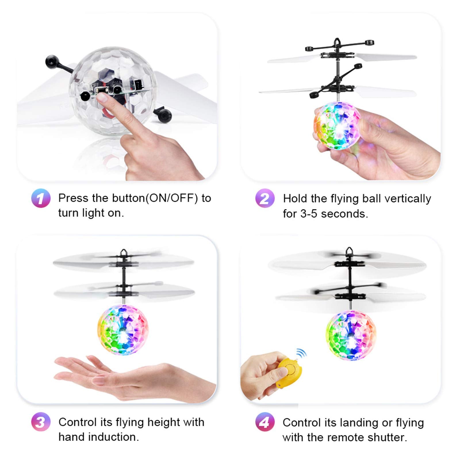 Betheaces Flying Ball Toys, RC Toy for Kids Boys Girls Gifts Rechargeable Light Up Ball Drone Infrared Induction Helicopter with Remote Controller for Indoor and Outdoor Games