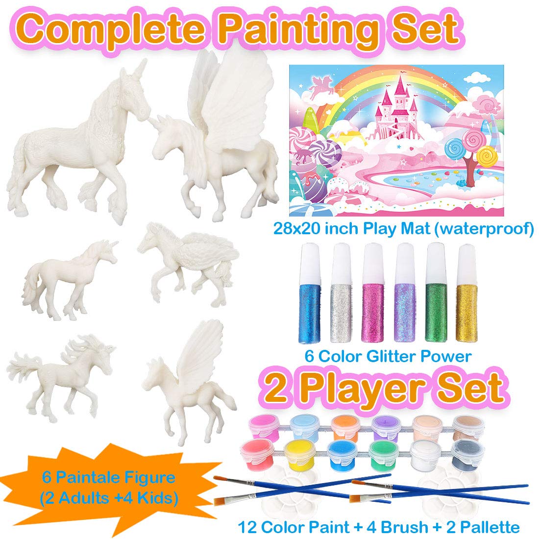 Yileqi Paint Your Own Unicorn Painting Kit, Unicorns Paint Craft for Girls Arts and Crafts for Kids Age 4 5 6 7 8 9 Years Old, Unicorn Party Favor Art Supplies DIY Kit Activities for Kid Birthday Gift