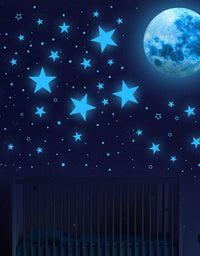 Glow in The Dark Stars for Ceiling,Glow in The Dark Stars and Moon Wall Decals, 1108 Pcs Ceiling Stars Glow in The Dark Kids Wall Decors, Perfect for Kids Nursery Bedroom Living Room(Sky Blue) (Sky Blue)
