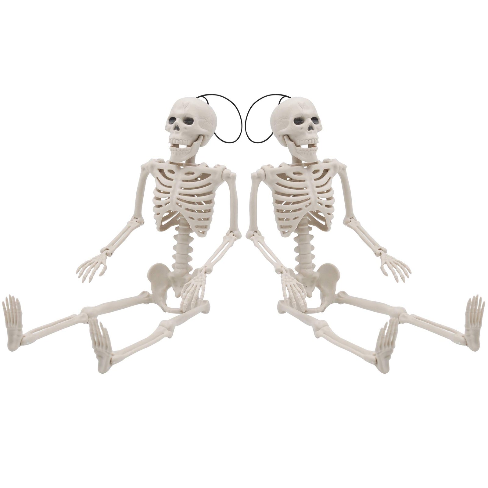 JOYIN 2 Packs 16" Posable Halloween Skeletons | Full Body Posable Joints Skeletons for Halloween Decoration, Graveyard Decorations, Haunted House Accessories