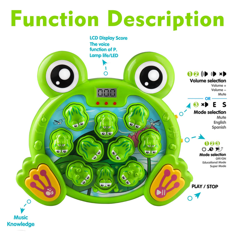 KKONES Music Super Frog Game Toddler Toys - 2 Hammers Baby Interactive Fun Toys Toddler Activities Games with Music and Light Gift for Kids Ages 2 3 4 5 6 7 8 Year Old Boys Girls