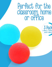 Stress Relief Balls (3-pack) - Tear-Resistant, Non-toxic, No BPA/Phthalate/Latex (Colors as Shown) - Ideal for Kids and Adults - Squishy Relief Toys to Help Anxiety, ADHD, Autism and More - By IMPRESA
