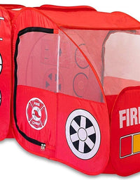 Fire Truck Tent for Kids Toddlers Boys & Girls - Red Fire Engine Pop Up Pretend Playhouse for Indoors & Outdoors - Quick Set Up Weather Proof Fabric Foldable & Spacious – Great Gift Idea
