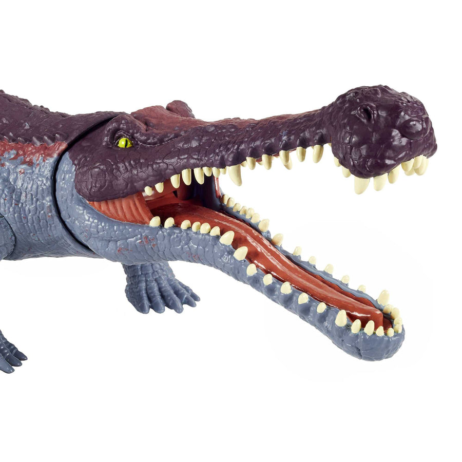 Jurassic World Sarcosuchus Massive Biters Larger-Sized Dinosaur Action Figure with Tail-Activated Strike and Chomping Action, Movable Joints, Movie-Authentic Detail; Ages 4 and Up