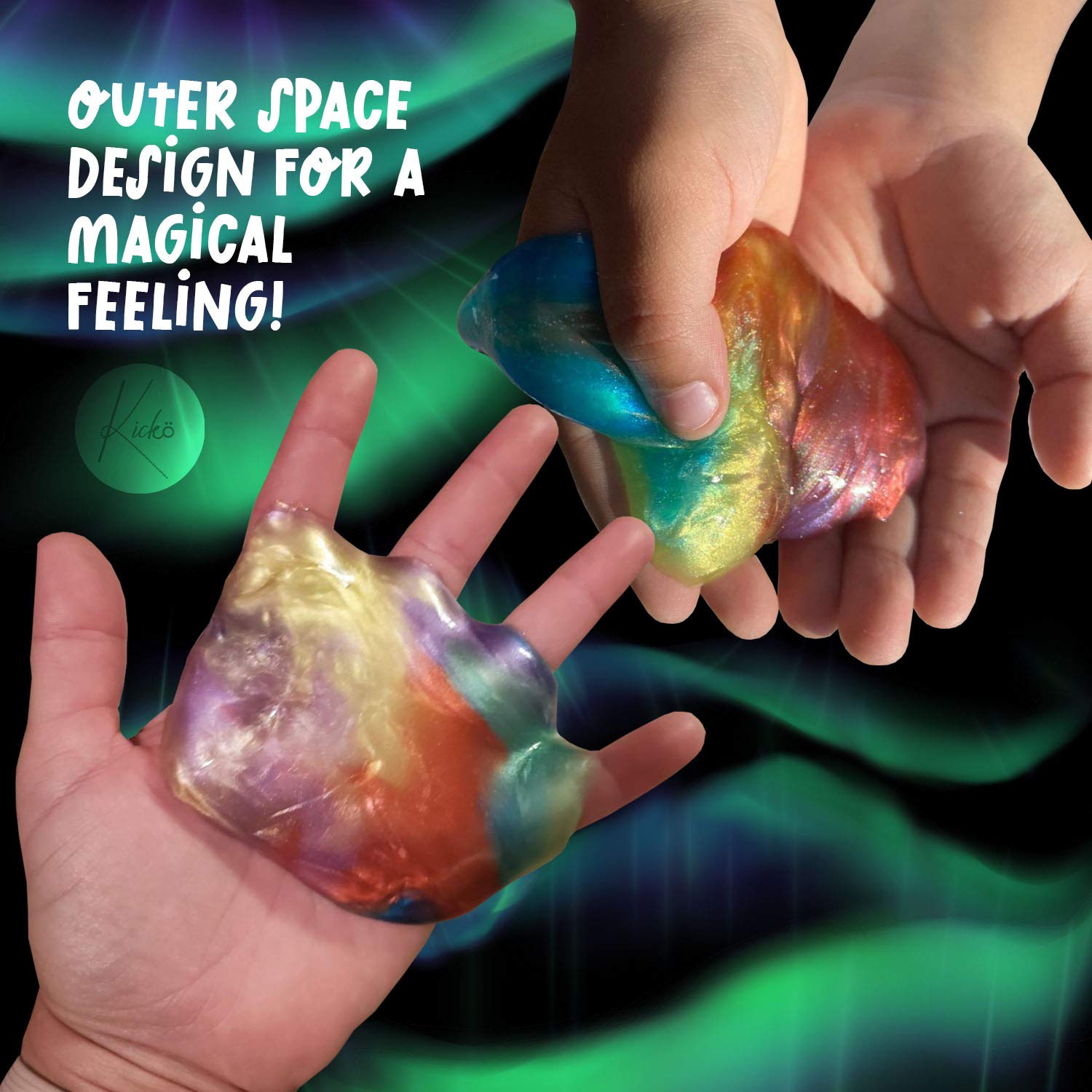 Kicko Marbled Unicorn Color Slime - Pack of 6 Colorful Galaxy Sludgy Gooey Kit for Sensory and Tactile Stimulation, Stress Relief, Prize, Party Favor, Educational Game - Kids, Boys, Girls