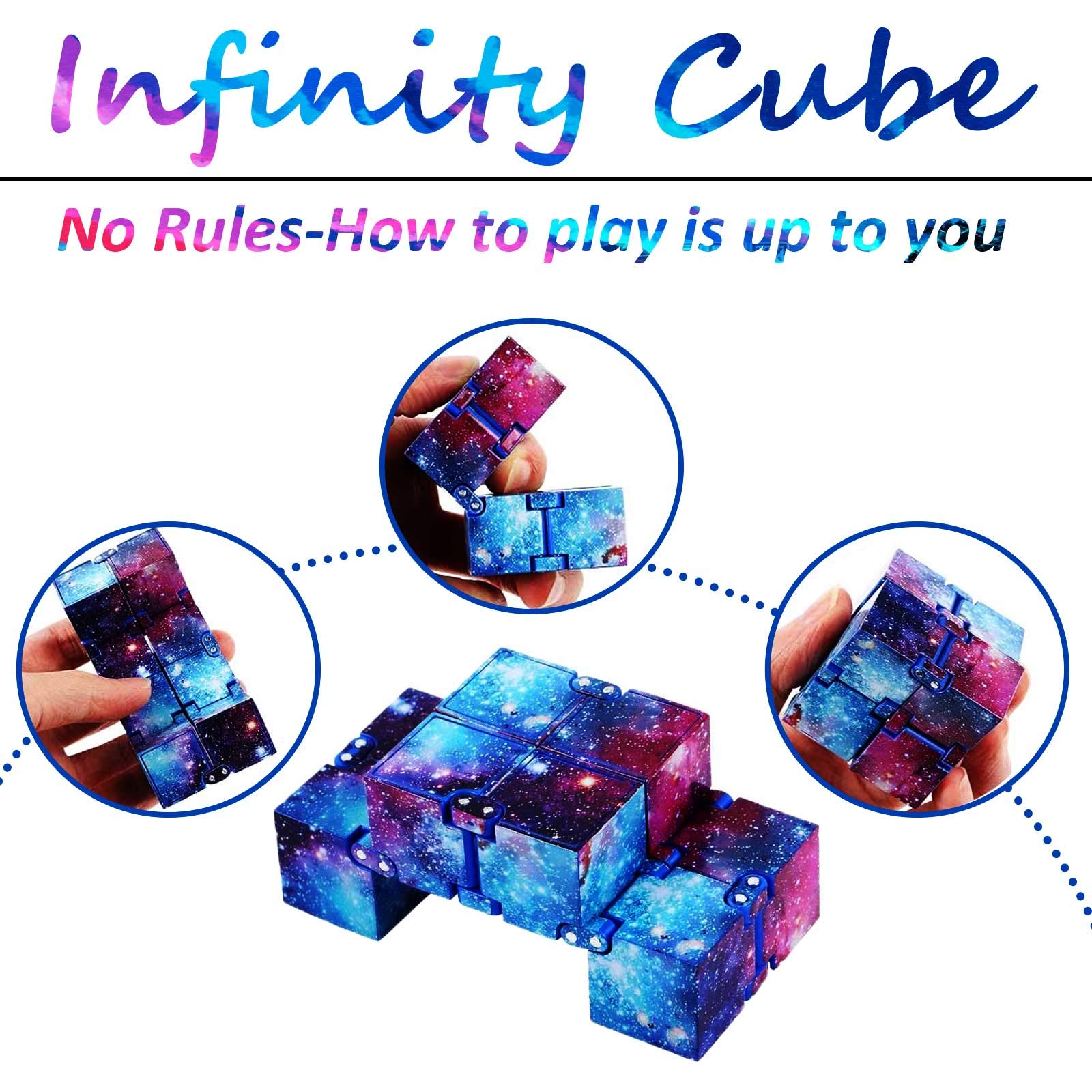 Fidget Toys Infinity Cube, Fidget Blocks for Stress and Anxiety Relief Mini Preschool Toys, Fidget Cube Toy Relaxing Hand-Held for Adults and Kids, Killing Time for ADD/ADHD/OCD (Starry Sky) Eoqiza