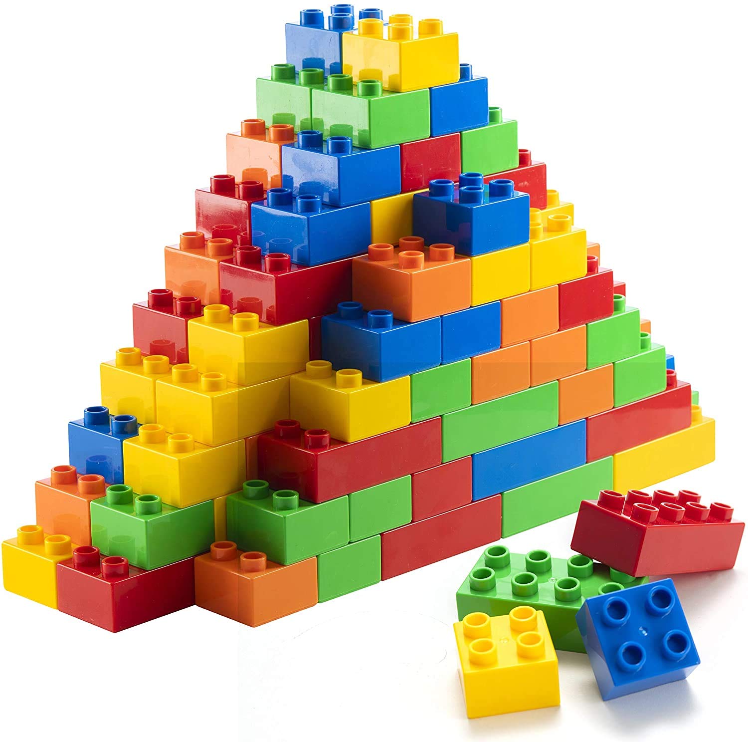 Prextex 150 Piece Classic Big Building Bricks | Large Toy Blocks | Compatible with Most Major Brands, STEM Toy Large Building Bricks Set for All Ages, Boys & Girls