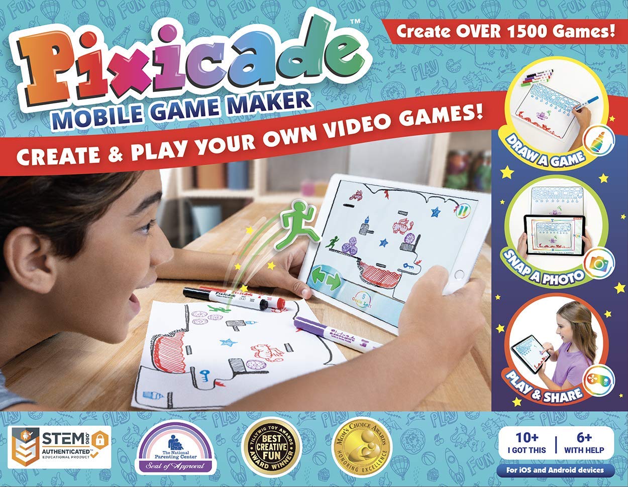 Pixicade Transform Creative Drawings to Animated Playable Kids Games On Your Mobile Device- Build 1600 Video Games- Gifts for 10 Year Old Girl, Boys- Award Winning STEM Toys for Ages 6 - 12+