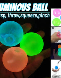 Stress Balls Fidget Toys - 6 Pack Sticky Glowing Balls Sensory Stress Relief Fidget Balls for Kids/Adults to Relax, Anxiety Relief, Decompress, Focus, Squeeze Toys for Autism Birthday/Party Favor
