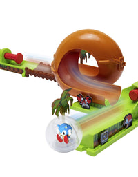 Sonic The Hedgehog Pinball Green Hill Zone Pinball Track Play Set, 9 Piece, with Looping Action & Automatic Bumper Exclusive Sonic Sphere Included, for Ages 3+
