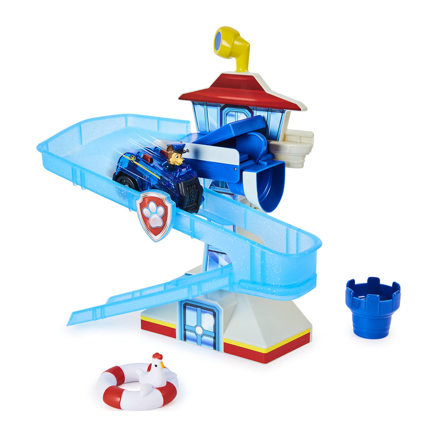 Paw Patrol, Adventure Bay Bath Playset with Light-up Chase Vehicle, Bath Toy for Kids Aged 3 and up