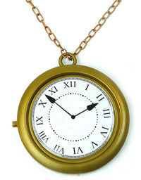 Skeleteen Jumbo Gold Clock Necklace - White Rabbit Clock, Hip Hop Rapper Clock - 1 Piece
