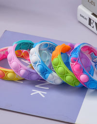 TOMOIN Pop It Bracelets,15 PCS Push Pop Fidget Toy Fidget Bracelet, Durable and Adjustable, Multicolor Stress Relief Finger Press Bracelet for Kids and Adults ADHD ADD Autism
