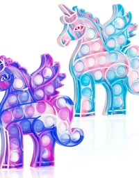 Hoofun Unicorn Fidget POP Toy: 2Pack Fidget Push Bubble Popper Toys,Stress Reliever Squeeze Unicorn Pop Bubble Toys, Anti-Anxiety Bubble Sensory Unicorn Gifts Toy for Girls Adults Kids
