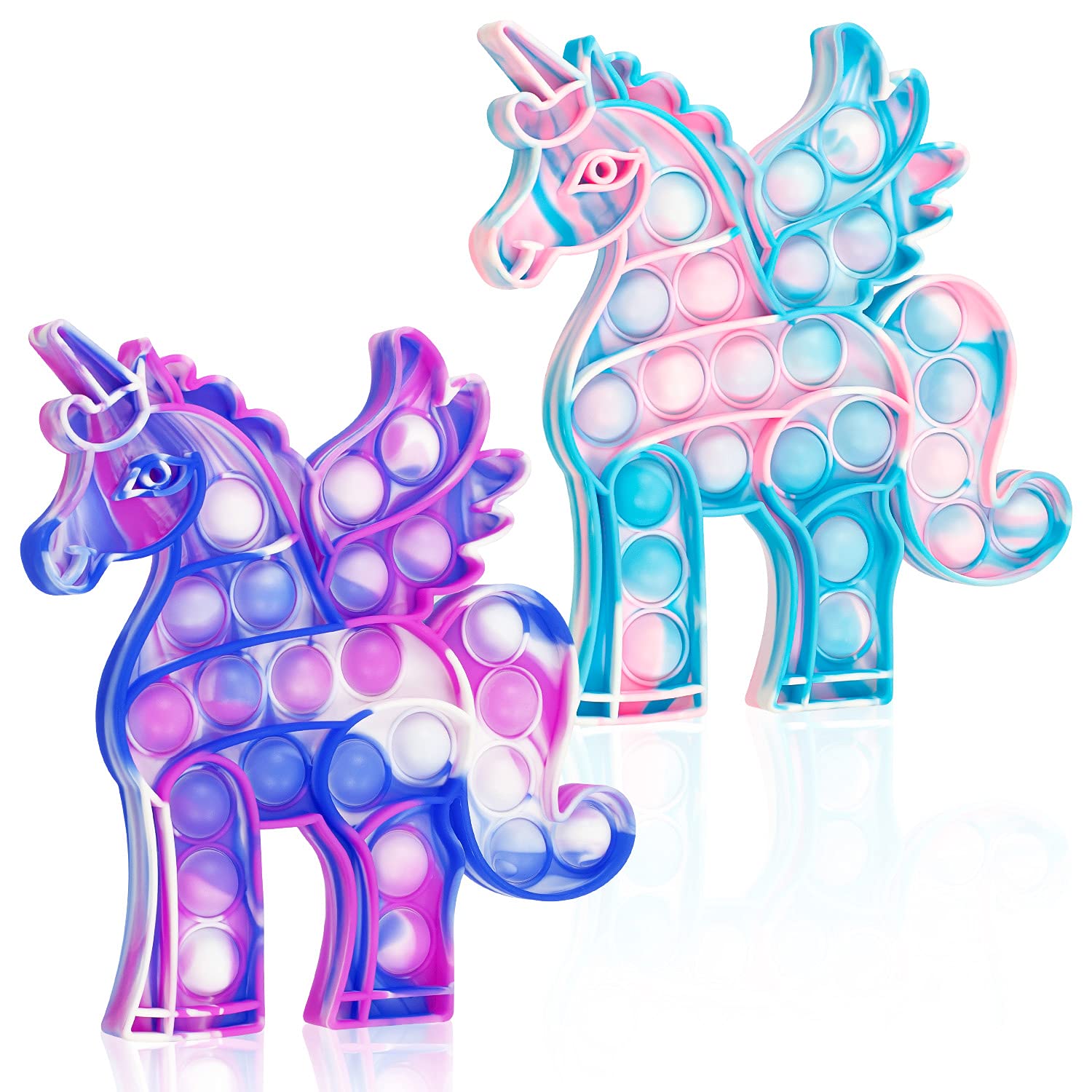 Hoofun Unicorn Fidget POP Toy: 2Pack Fidget Push Bubble Popper Toys,Stress Reliever Squeeze Unicorn Pop Bubble Toys, Anti-Anxiety Bubble Sensory Unicorn Gifts Toy for Girls Adults Kids
