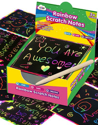 ZMLM Rainbow Scratch Mini Art Notes - 125 Magic Scratch Note Off Paper Pads Cards Sheets for Kids Black Scratch Note Arts Crafts DIY Party Favor Supplies Kit Birthday Game Toy Gifts Box for Girls Boys
