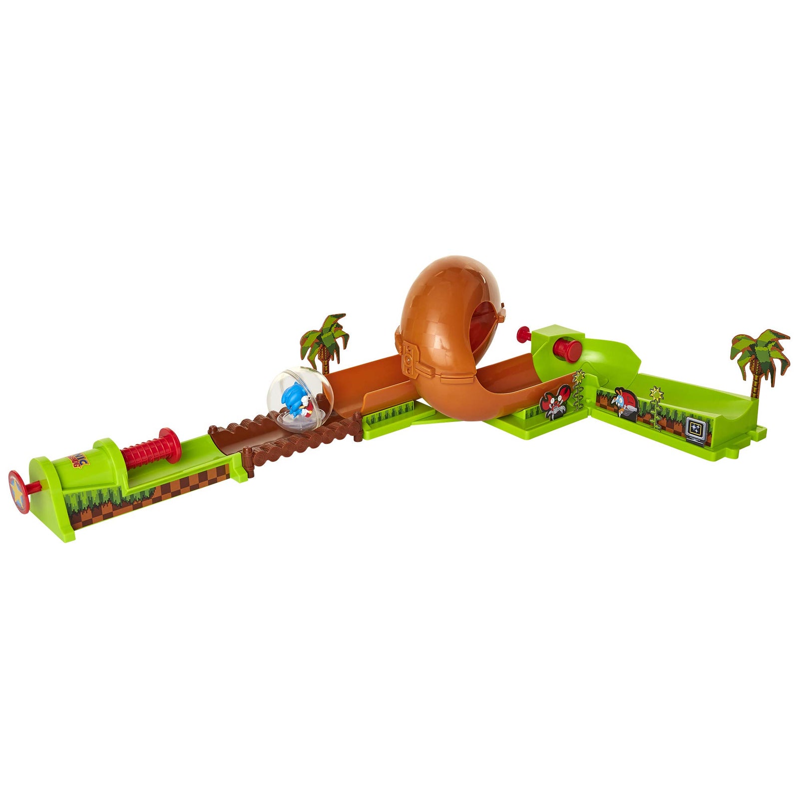 Sonic The Hedgehog Pinball Green Hill Zone Pinball Track Play Set, 9 Piece, with Looping Action & Automatic Bumper Exclusive Sonic Sphere Included, for Ages 3+