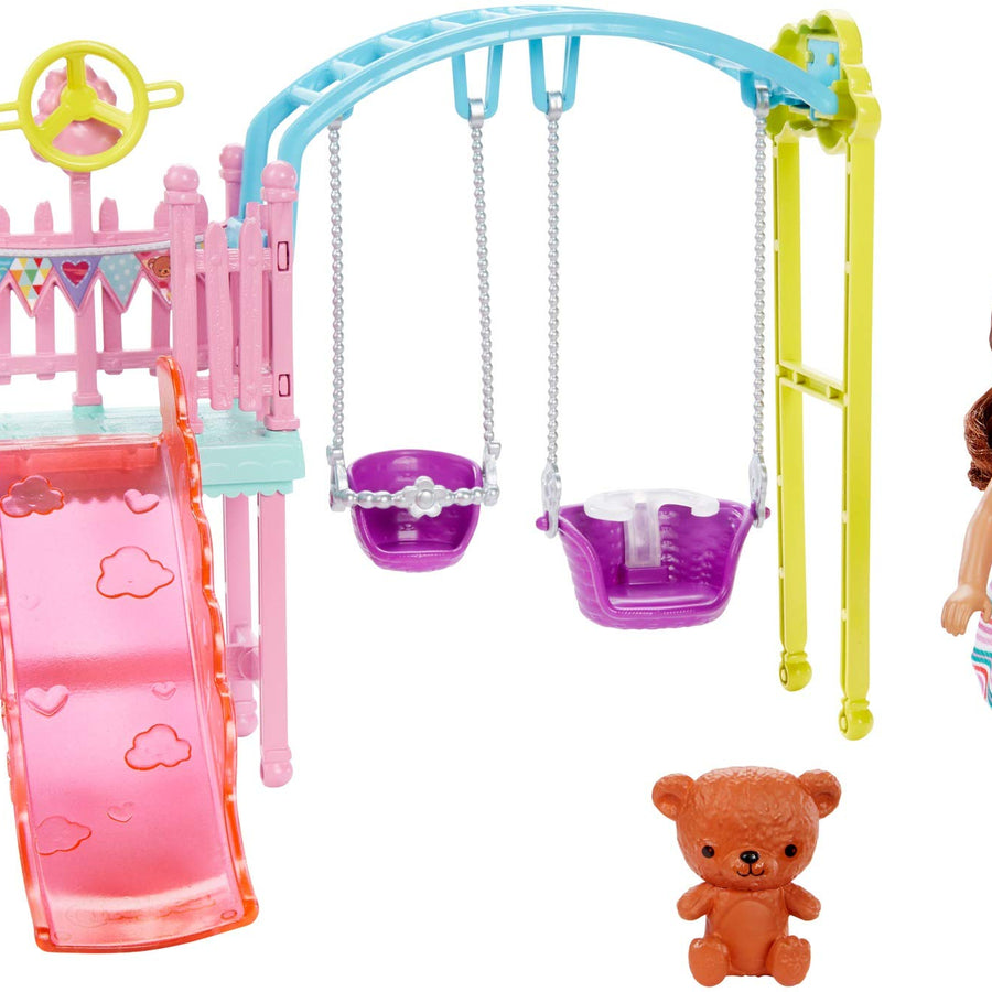 Barbie Club Chelsea Doll and Swing Set Playset with Teddy Bear Figure